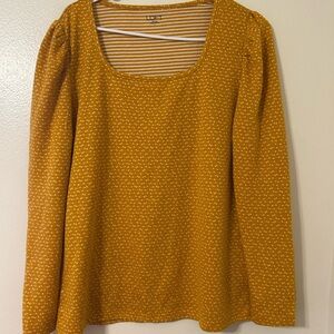 LOFT Mustard Yellow Polka Dot Blouse